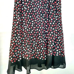 Black Red Women's Skirt Sheer Ruffle Bottom Size 16W